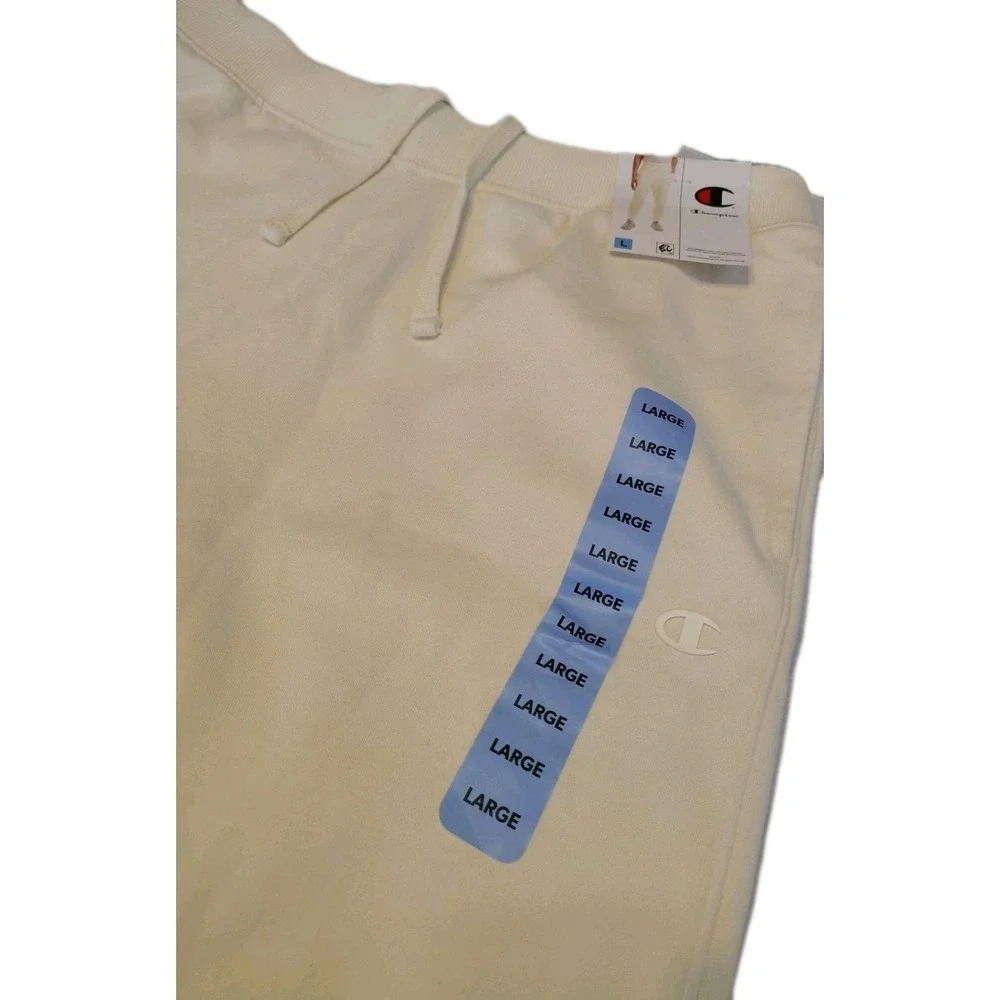 Champion Men's Warm Soft Fleece Side Pockets Drawcord‎ Jogger Large Natural